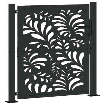 Gartentor Schwarz 105x105 cm Stahl Wellen-Design