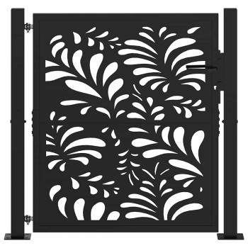 Gartentor Schwarz 105x105 cm Stahl Wellen-Design