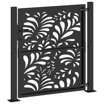 Gartentor Schwarz 105x105 cm Stahl Wellen-Design