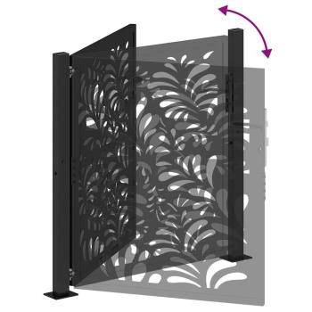 Gartentor Schwarz 105x105 cm Stahl Wellen-Design