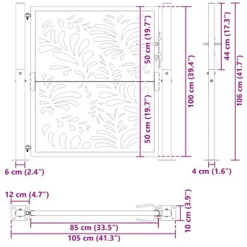 Gartentor Schwarz 105x105 cm Stahl Wellen-Design