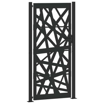 Gartentor Schwarz 105x205 cm Stahl Lichtdesign