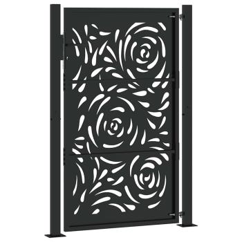 Gartentor Schwarz 105x155 cm Stahl Flammen-Design