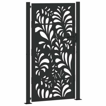 Gartentor Schwarz 105x180 cm Stahl Wellen-Design