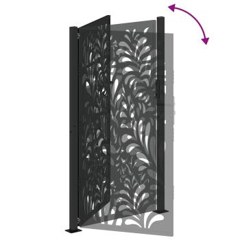 Gartentor Schwarz 105x180 cm Stahl Wellen-Design