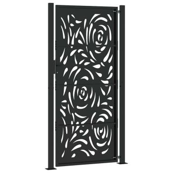 Gartentor Schwarz 100x200 cm Stahl Flammendesign