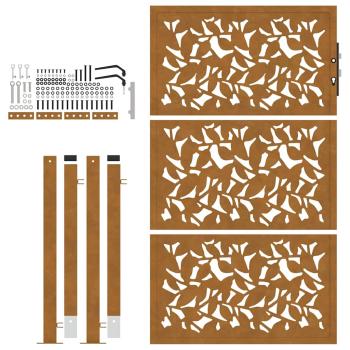 Gartentor 105x155 cm Wetterfester Stahl Blatt-Design