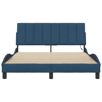 Bettgestell ohne Matratze Blau 140x200 cm Stoff
