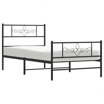 Bettgestell mit Kopf- und Fußteil Metall Schwarz 90x200 cm