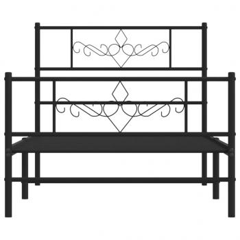 Bettgestell mit Kopf- und Fußteil Metall Schwarz 90x200 cm
