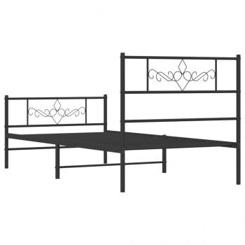 Bettgestell mit Kopf- und Fußteil Metall Schwarz 90x200 cm