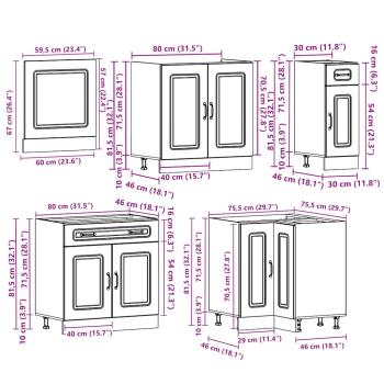 11-tlg. Küchenschrank-Set Kalmar Hochglanz-Weiß Holzwerkstoff