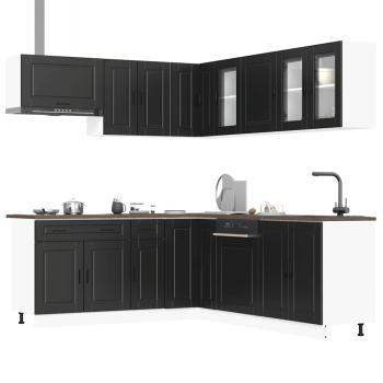 ARDEBO.de - 11-tlg. Küchenschrank-Set Porto Schwarz Holzwerkstoff