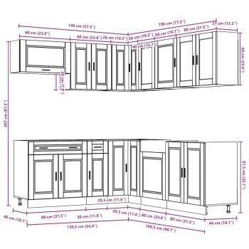 11-tlg. Küchenschrank-Set Porto Altholz-Optik Holzwerkstoff