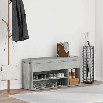 Schuhbank Betongrau 102x30,5x45 cm Holzwerkstoff