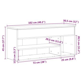 Schuhbank Betongrau 102x30,5x45 cm Holzwerkstoff