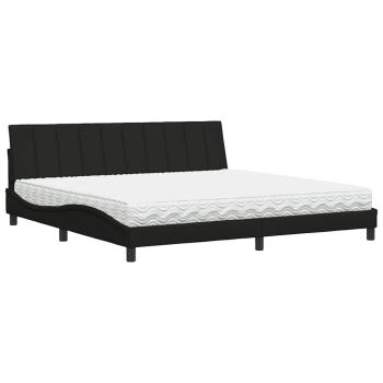 ARDEBO.de - Bett mit Matratze Schwarz 200x200 cm Stoff