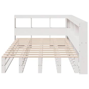 Massivholzbett mit Regal ohne Matratze Weiß 120x190 cm Kiefer