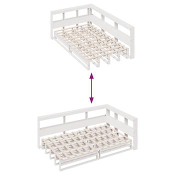 Massivholzbett mit Regal ohne Matratze Weiß 120x190 cm Kiefer