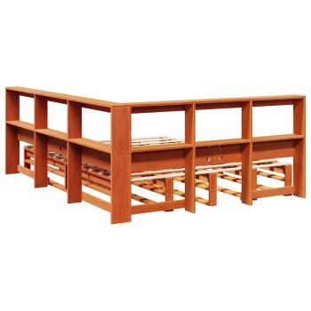 Massivholzbett mit Regal ohne Matratze Wachsbraun 140x190 cm