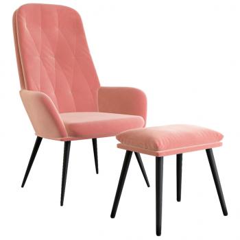 Relaxsessel mit Hocker Rosa Samt