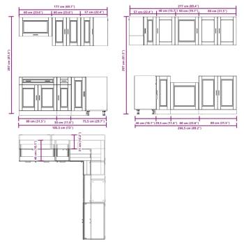 11-tlg. Küchenschrank-Set Porto Betongrau Holzwerkstoff