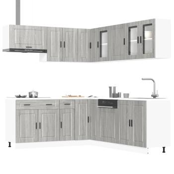 ARDEBO.de - 11-tlg. Küchenschrank-Set Porto Grau Sonoma Holzwerkstoff