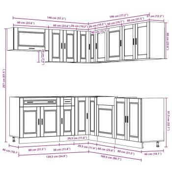 11-tlg. Küchenschrank-Set Porto Artisan-Eiche Holzwerkstoff