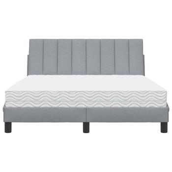 Bett mit Matratze Hellgrau 140x190 cm Stoff