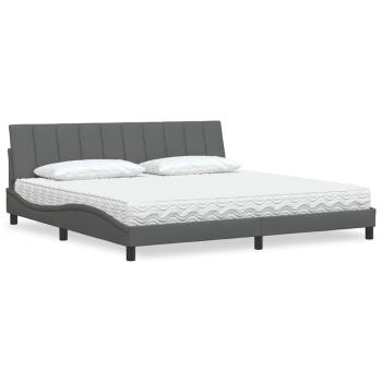 ARDEBO.de - Bett mit Matratze Dunkelgrau 200x200 cm Stoff