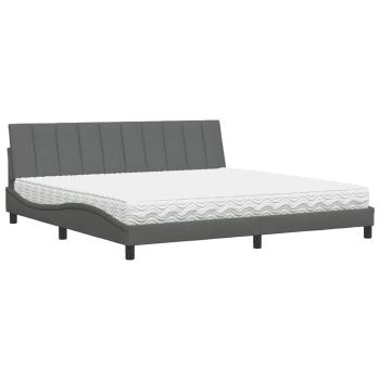 Bett mit Matratze Dunkelgrau 200x200 cm Stoff