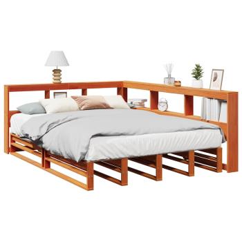 ARDEBO.de - Massivholzbett mit Regal ohne Matratze Wachsbraun 135x190 cm