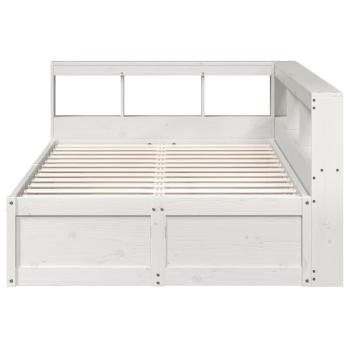 Massivholzbett mit Regal ohne Matratze Weiß 120x190 cm Kiefer