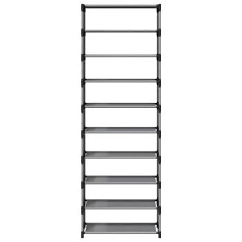 Schuhregal 10-stöckig Grau 54x28x158 cm Vliesstoff