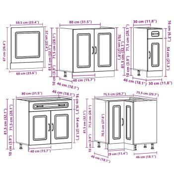 11-tlg. Küchenschrank-Set Kalmar Schwarz Holzwerkstoff