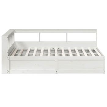 Massivholzbett mit Regal ohne Matratze Weiß 160x200 cm Kiefer