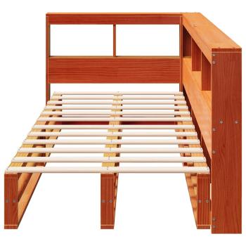 Massivholzbett mit Regal ohne Matratze Wachsbraun 75x190 cm