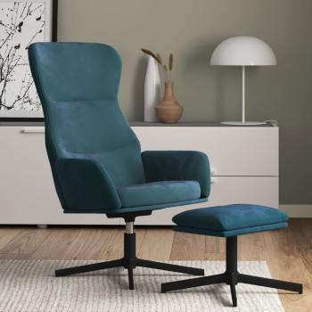 ARDEBO.de - Relaxsessel mit Hocker Blau Samt