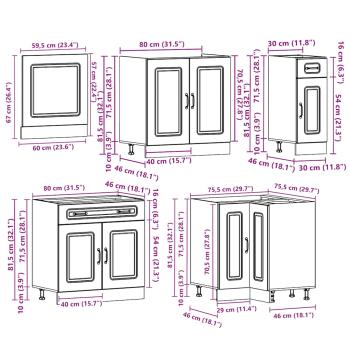 11-tlg. Küchenschrank-Set Kalmar Grau Sonoma Holzwerkstoff