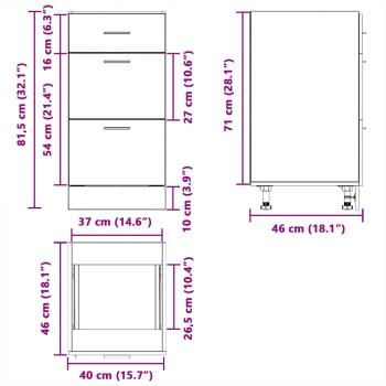 Unterschrank Braun Eichen-Optik 40x46x81,5 cm Holzwerkstoff