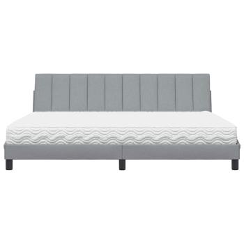 Bett mit Matratze Hellgrau 200x200 cm Stoff