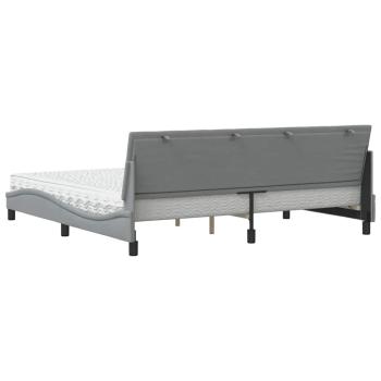 Bett mit Matratze Hellgrau 200x200 cm Stoff