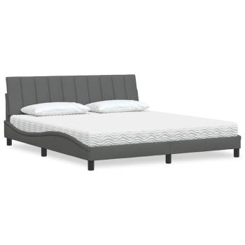 ARDEBO.de - Bett mit Matratze Dunkelgrau 180x200 cm Stoff