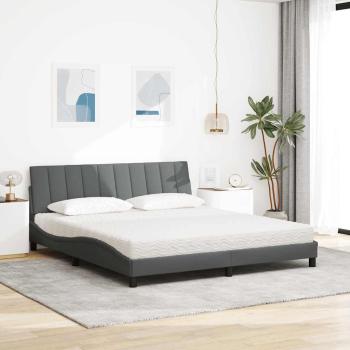 Bett mit Matratze Dunkelgrau 180x200 cm Stoff