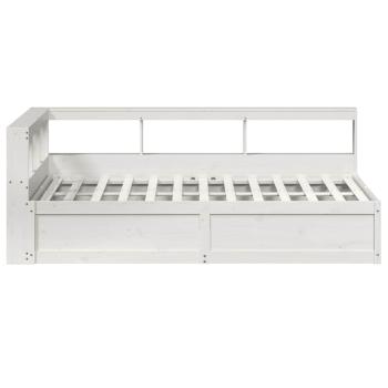 Massivholzbett mit Regal ohne Matratze Weiß 140x190 cm Kiefer