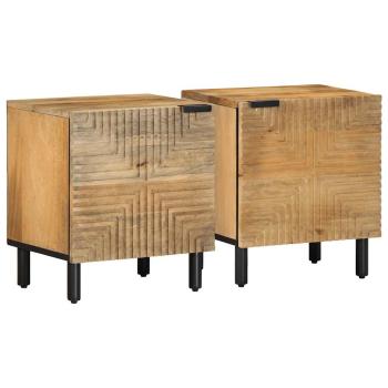ARDEBO.de - Nachttische 2 Stk. Braun 40x33x46 cm Massivholz Mango