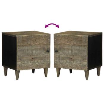 Nachttisch Hellgrau 40x33x46 cm Massivholz Mango