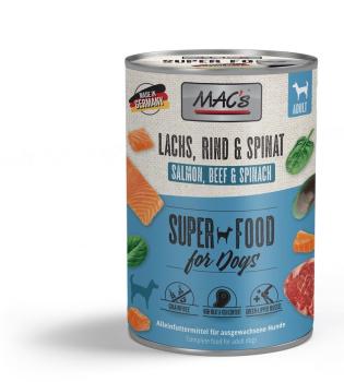 MACs Dog Lachs, Rind & Spinat 400g (Menge: 6 je Bestelleinheit)