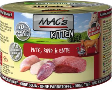 MACs Cat Kitten Pute, Rind & Ente 200g (Menge: 6 je Bestelleinheit)