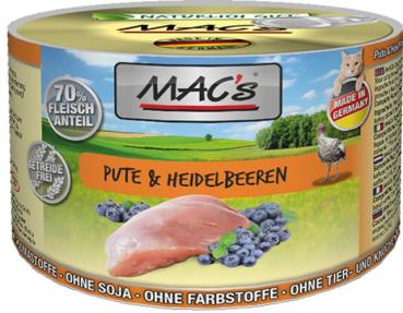 MACs Cat Pute, Rind & Heidelbeeren 200g  (Menge: 6 je Bestelleinheit)